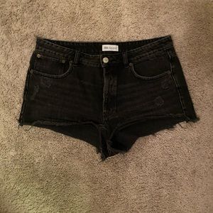 Zara black denim shorts